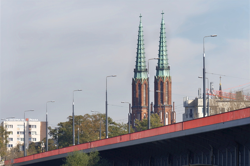 28 - St. Florian's Cathedral in Warsaw, a Gothic Revival church in the Praga district featuring prominent twin spires with copper roofs
